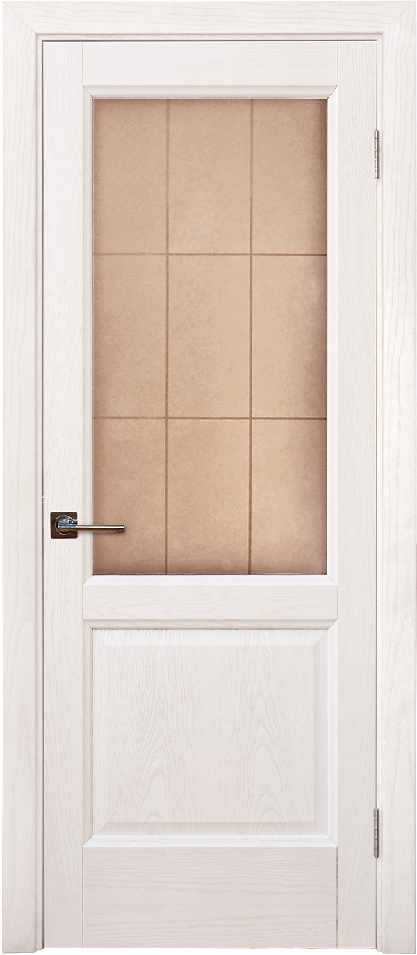 Классик | Шпон | Белый ясень | Остекленная — купить в Miss Doors